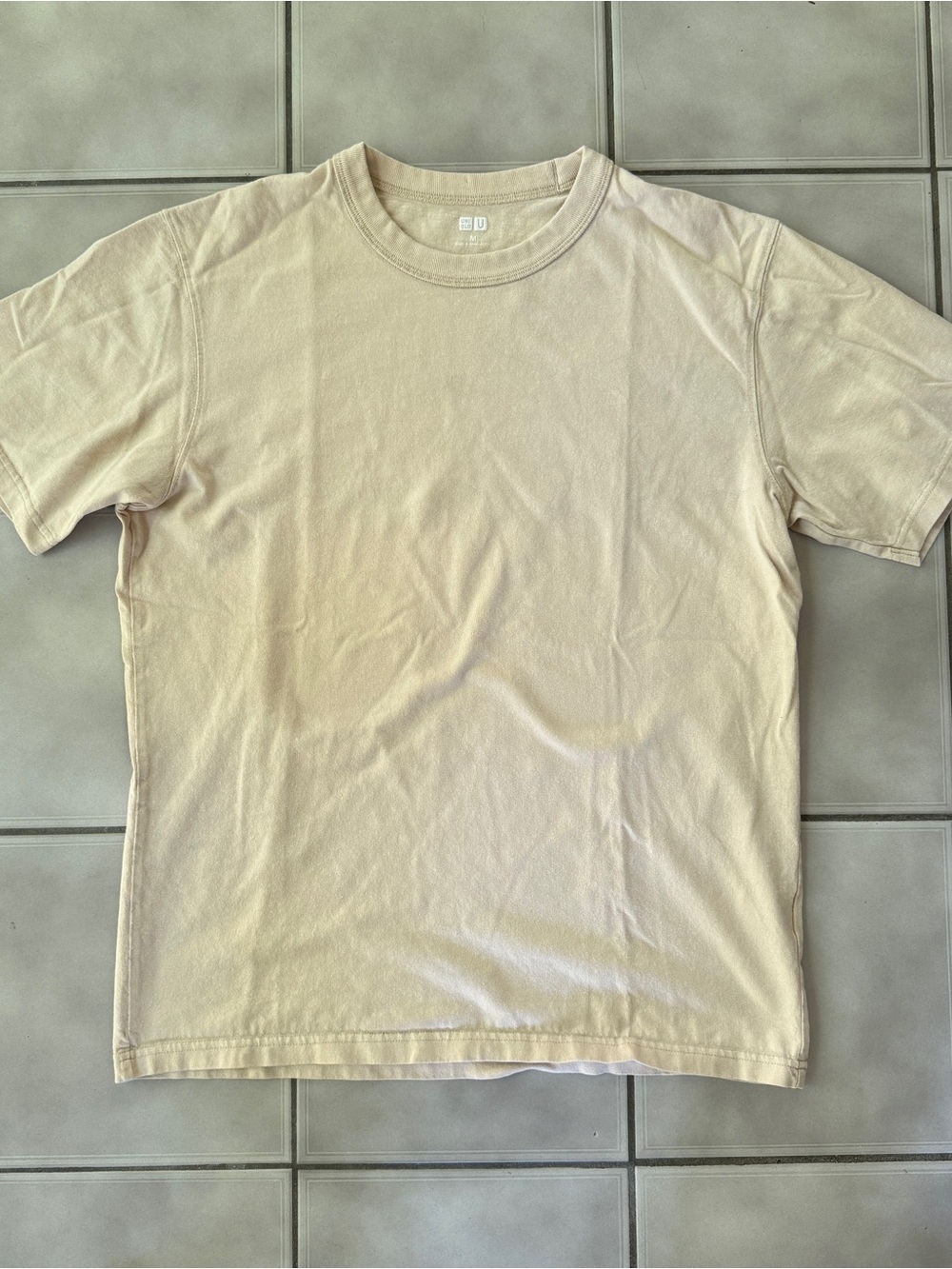 Men's Uniqlo Classic Crew Neck T-Shirt in Light Beige